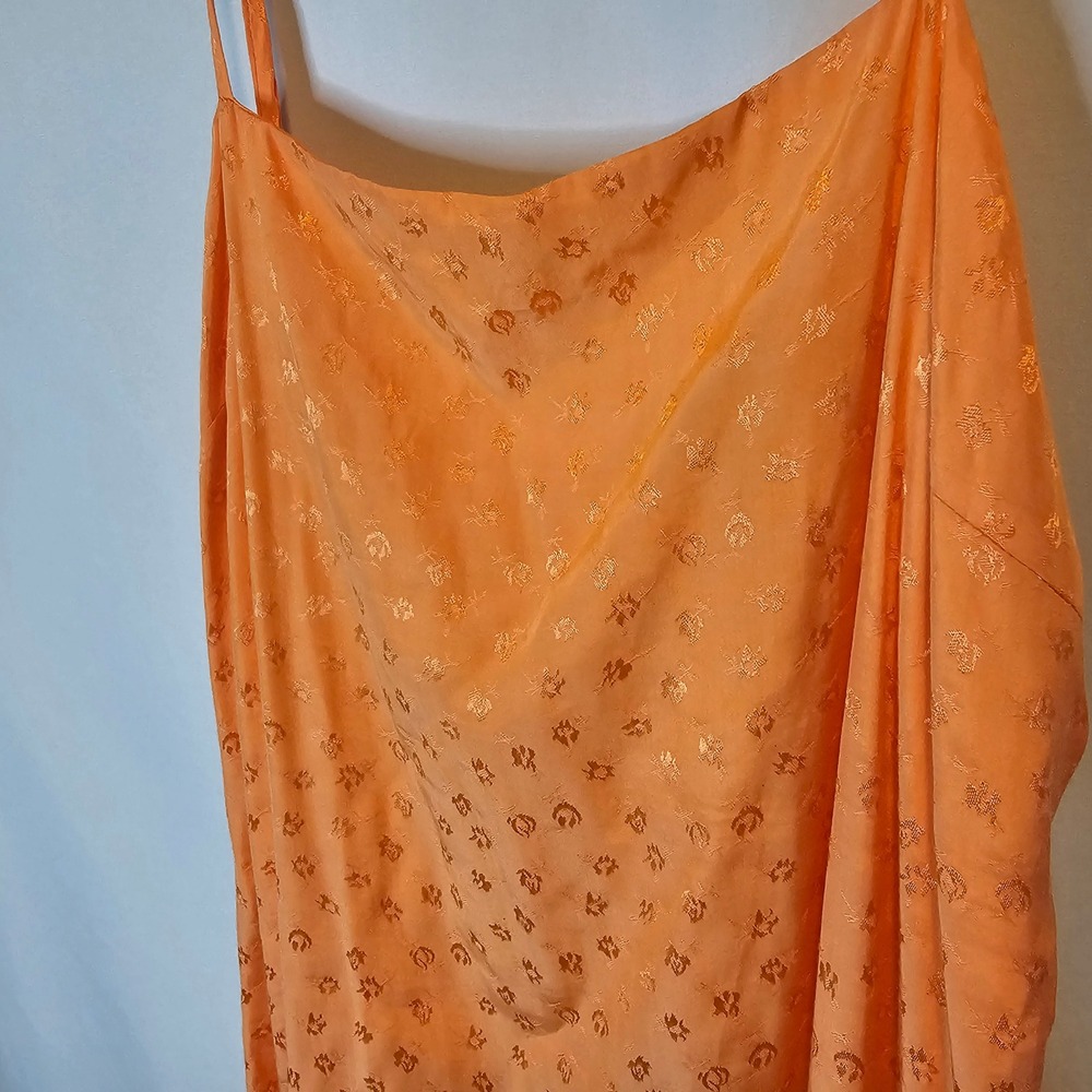 Lulus Orange Floral Jacquard Mini Slip Dress‎ Adjustable Straps Size L - Picture 2 of 8